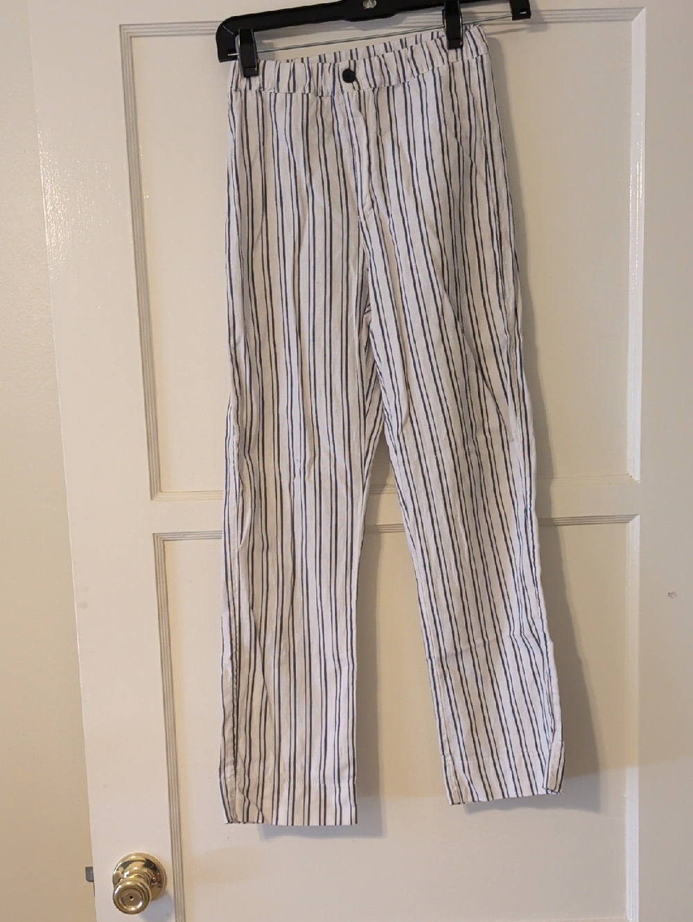 Brandy Melville Tilden White Pants with Blue Vertical Stripes